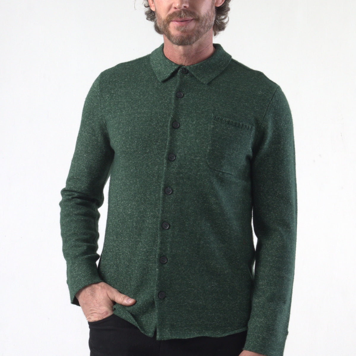 Denim Like Jersey Stitch Knit Sweater Shirt Revolution Now