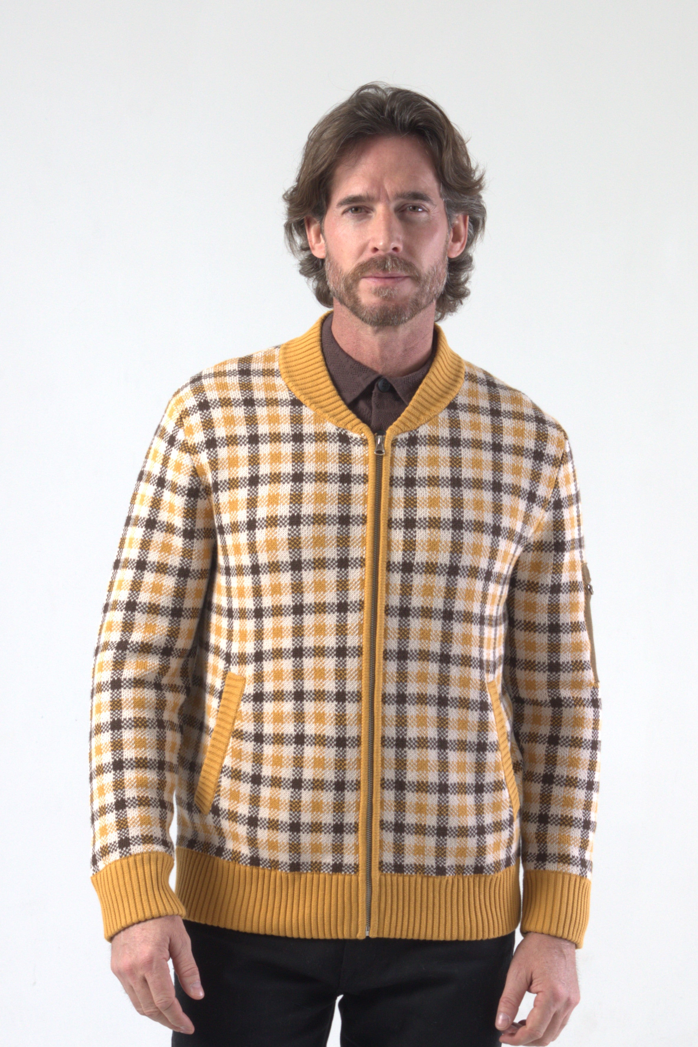 Checker Jacquard Knit Bomber Jacket – Revolution Now